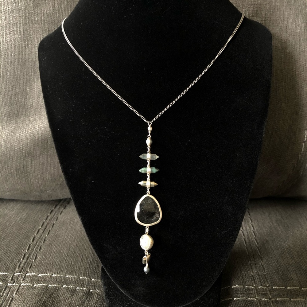 Chan Luu rutilated quartz mix drop necklace 27 in